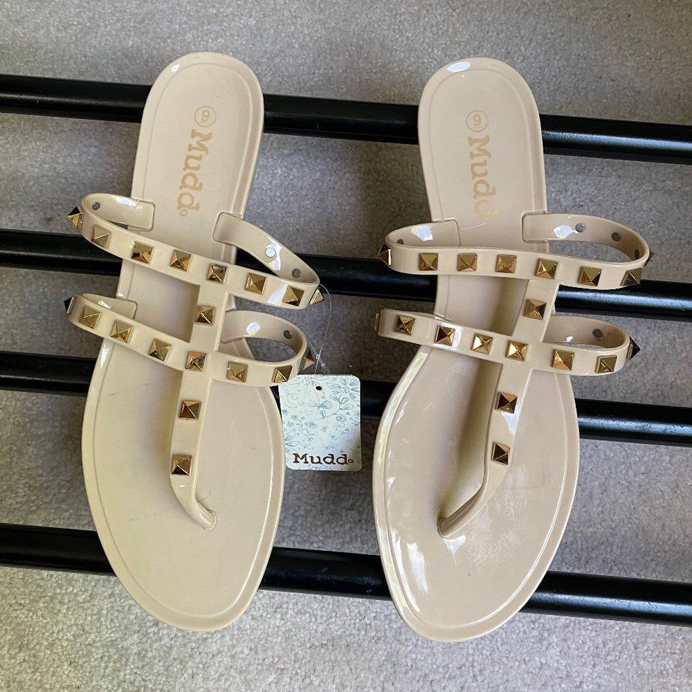 MUDD Women Papaya Studded Bow Sandals - NEW NWOB